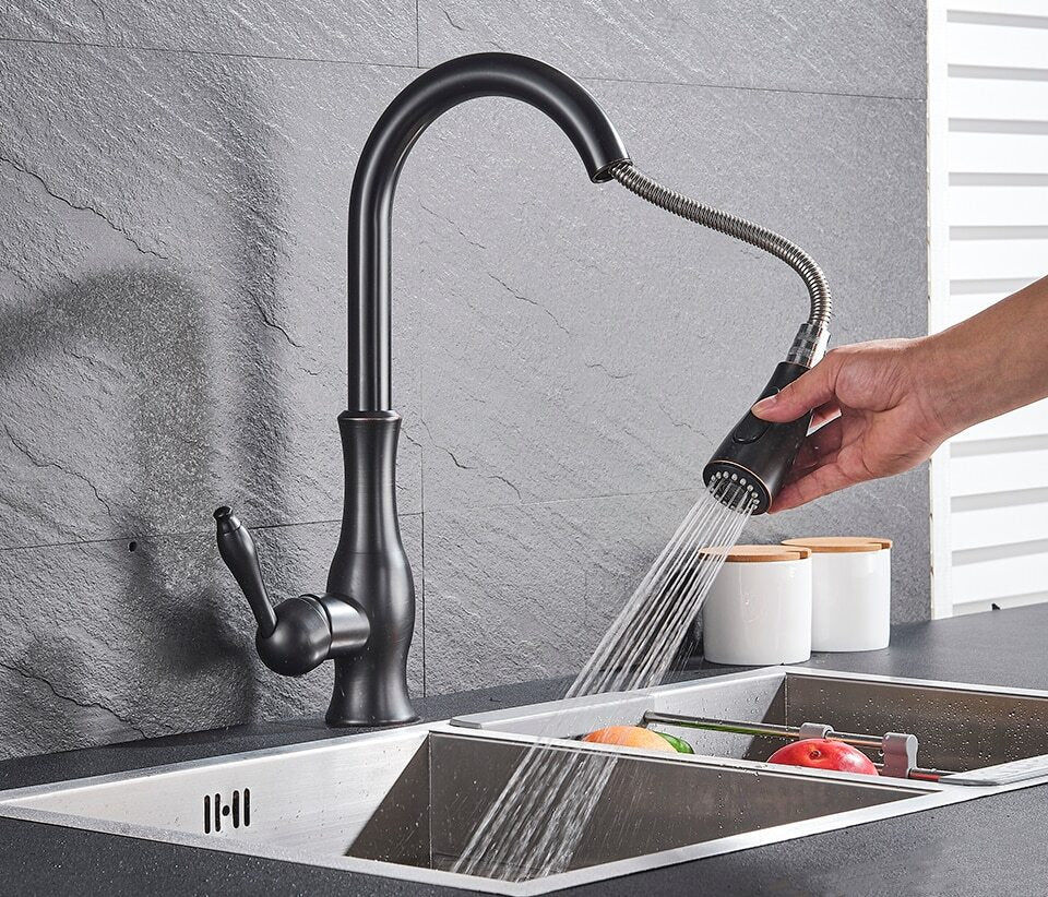 Pull Out Stainless Steel Kitchen Faucet With Flexible Spray-Elektronica/Gadgets-NaLani