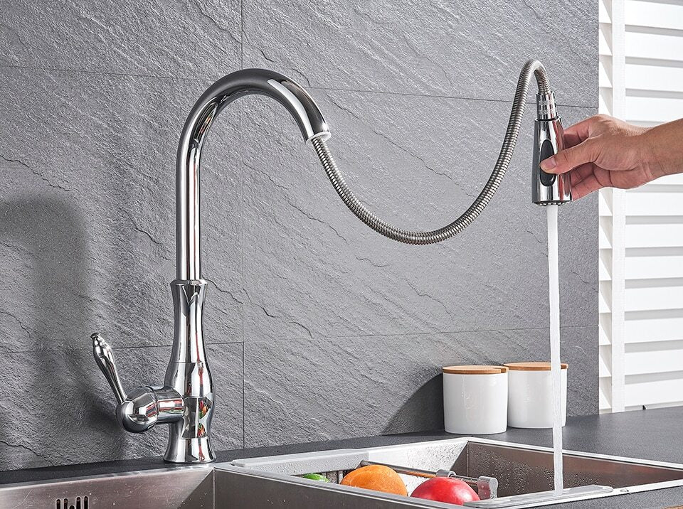 Pull Out Stainless Steel Kitchen Faucet With Flexible Spray-Elektronica/Gadgets-NaLani
