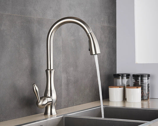 Pull Out Stainless Steel Kitchen Faucet With Flexible Spray-Elektronica/Gadgets-NaLani