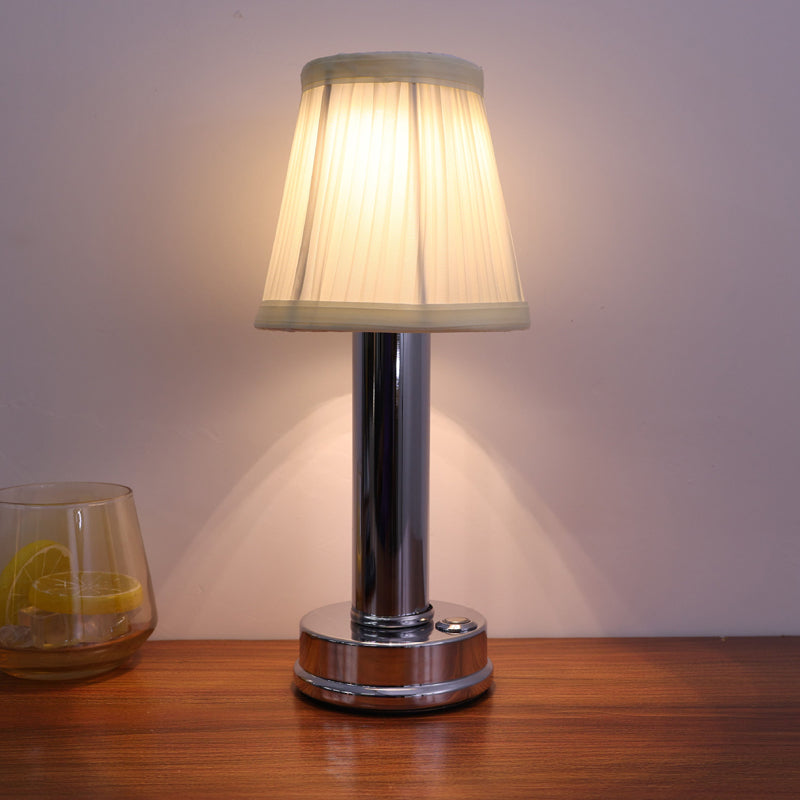 Rechargeable Wireless Metal Table Lamp With LED Downlight Silver NALANI