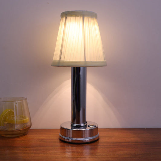 Rechargeable Wireless Metal Table Lamp With LED Downlight Silver NALANI