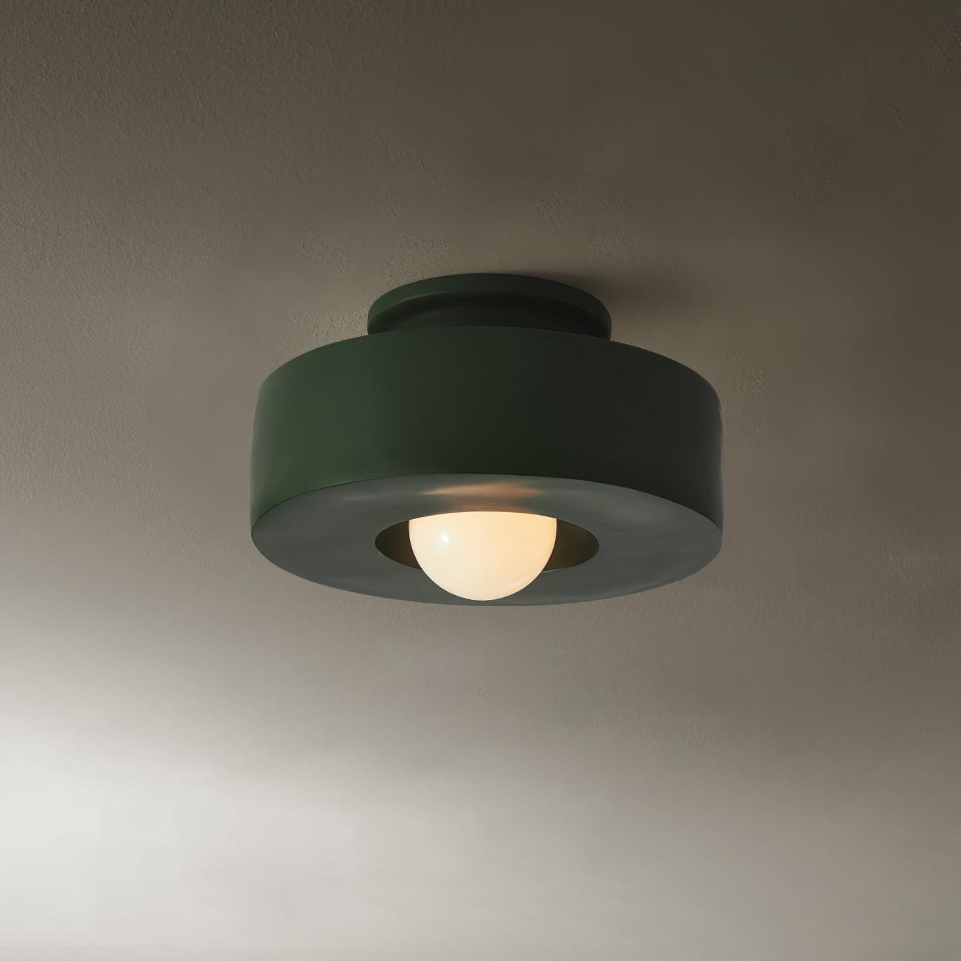 Resin Stacked Cylinder Ceiling Lamp With Modern Base ∅ 11.8″ x H 5.9″ Dia 30cm x H 15cm Green NALANI