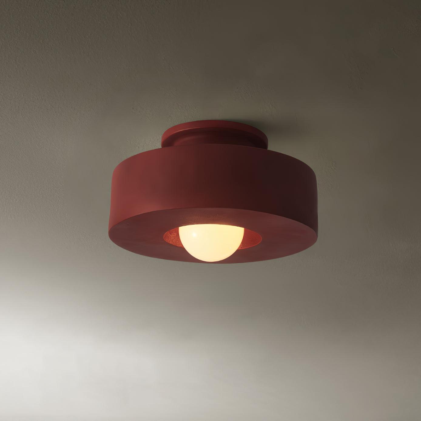 Resin Stacked Cylinder Ceiling Lamp With Modern Base ∅ 11.8″ x H 5.9″ Dia 30cm x H 15cm Red NALANI