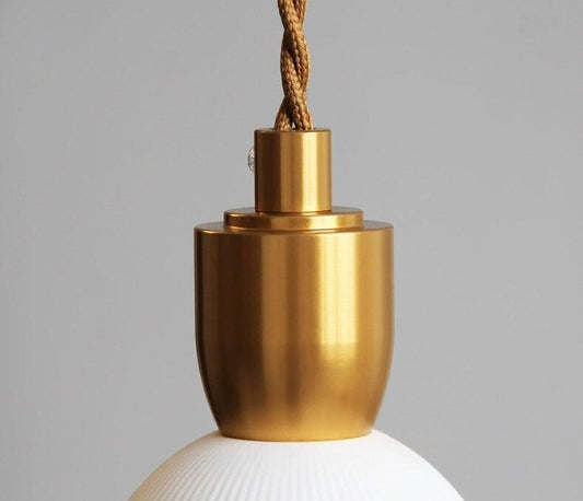 Ribbed Ceramic Pendant LED Light in Art Deco Style - Bulb Included NALANI