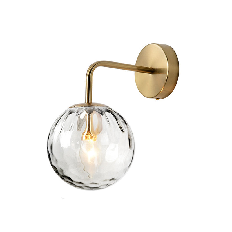 Rippled Glass Sphere Wall Lamp Modern Gold Sconce With Arm NALANI