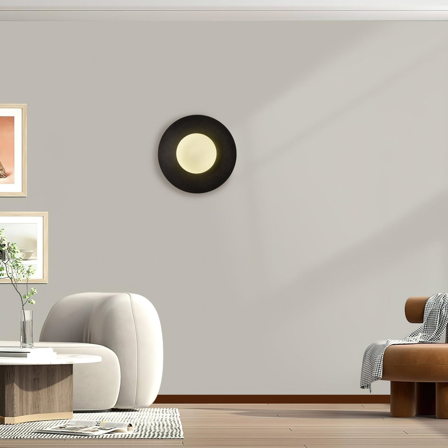 Round Glass Wall Lamp With Lunar Glow Art Light Ambient NALANI