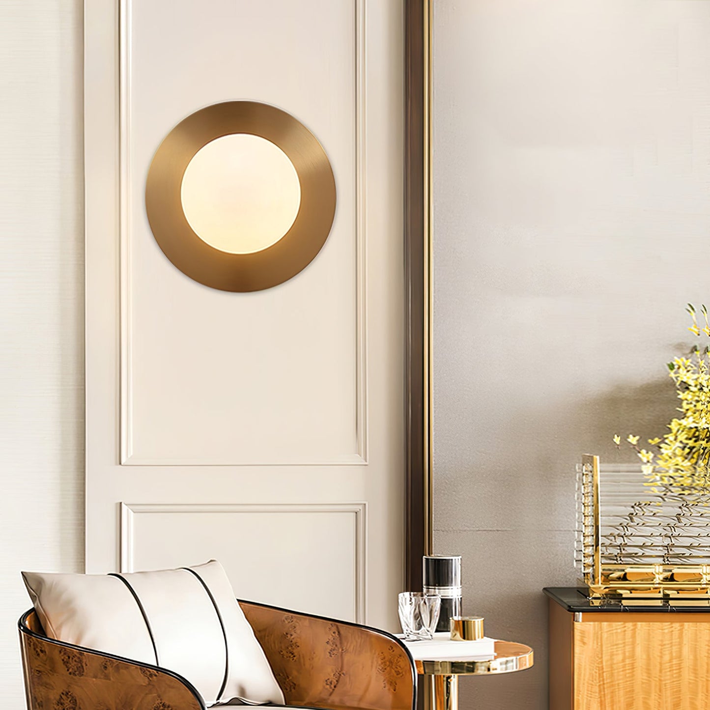 Round Glass Wall Lamp With Lunar Glow Art Light Ambient NALANI