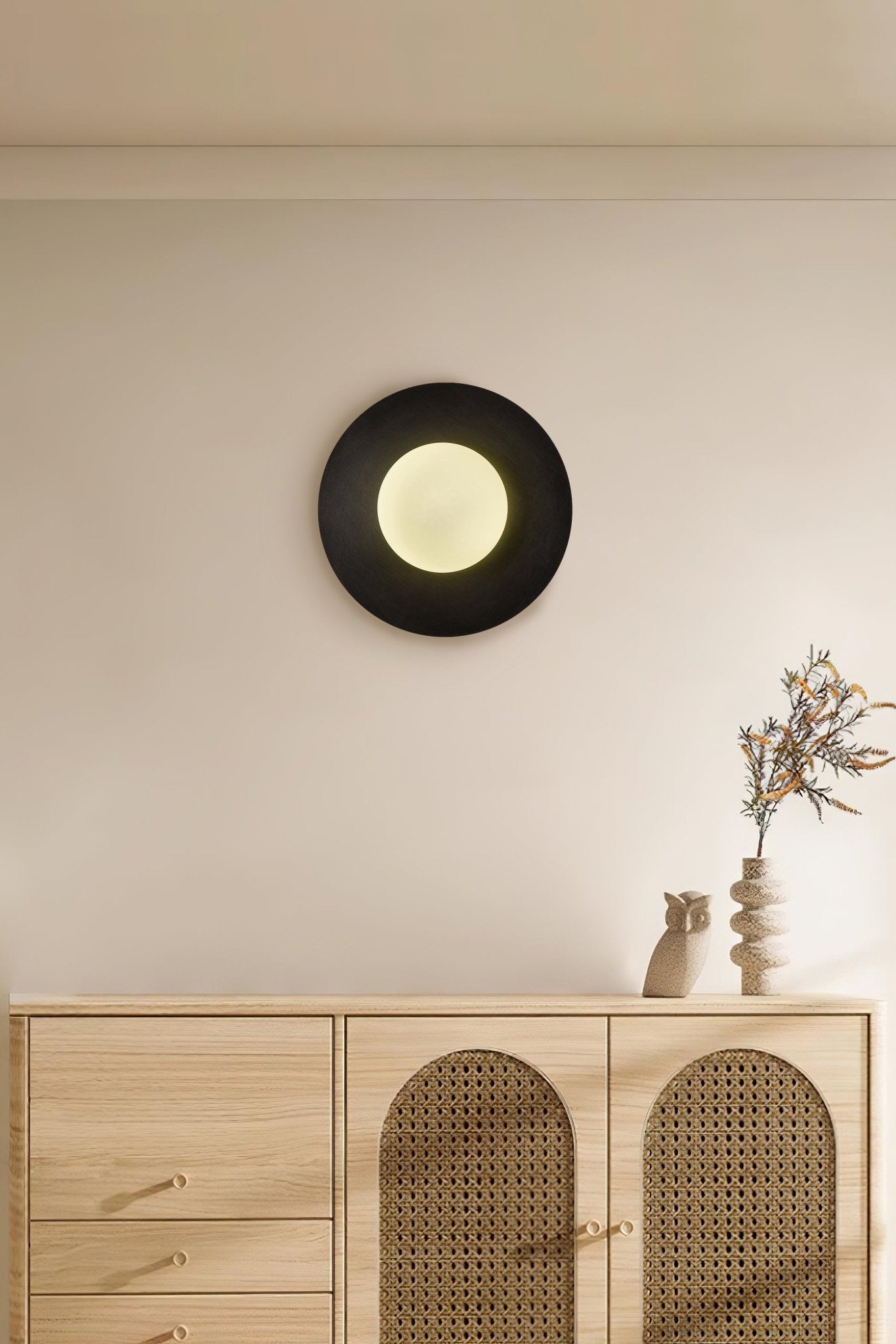 Round Glass Wall Lamp With Lunar Glow Art Light Ambient NALANI