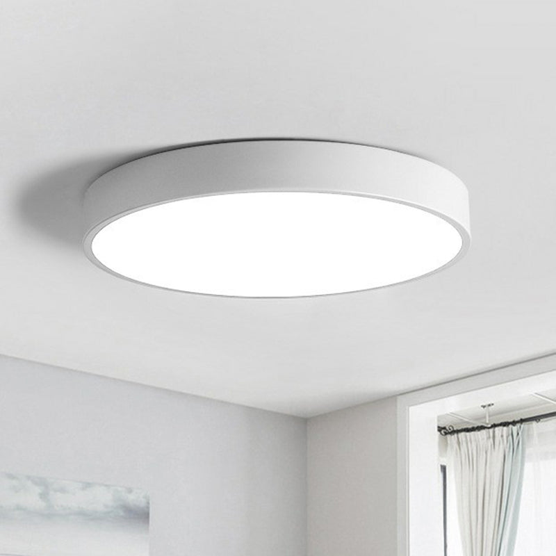 Round LED Flush Mount Light Nordic Style Metallic Bedroom White NALANI