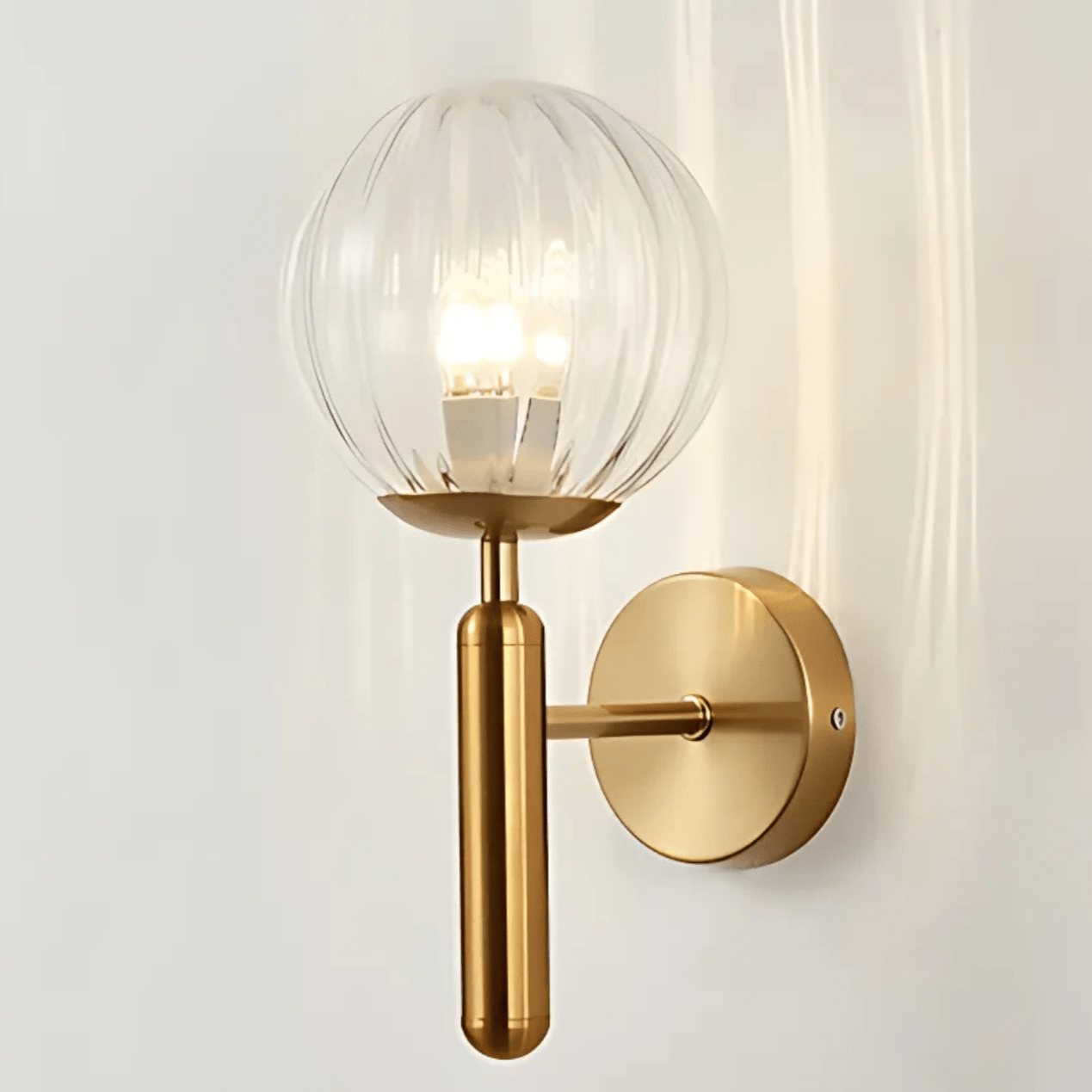 Satin Brass Wall Light Modern Fixture For Living Rooms Clear Stripe NALANI
