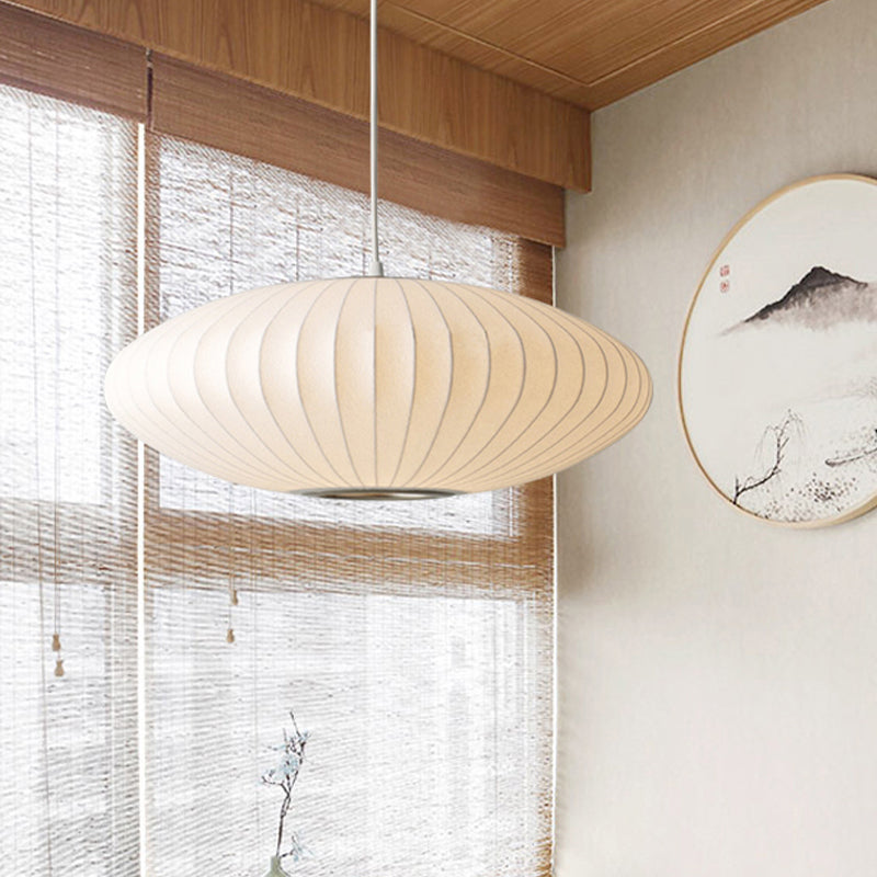 Saucer Pendant Light White Fabric Modern Ceiling Pendant NALANI