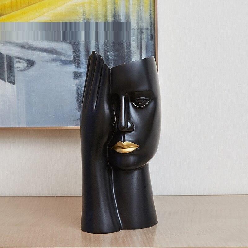 Scandinavian Resin Vase for Modern Home and Office Decor Black NALANI
