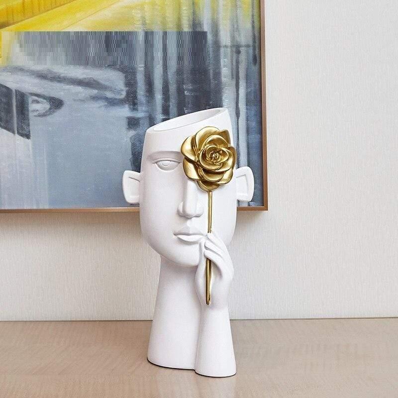 Scandinavian Resin Vase for Modern Home and Office Decor White NALANI
