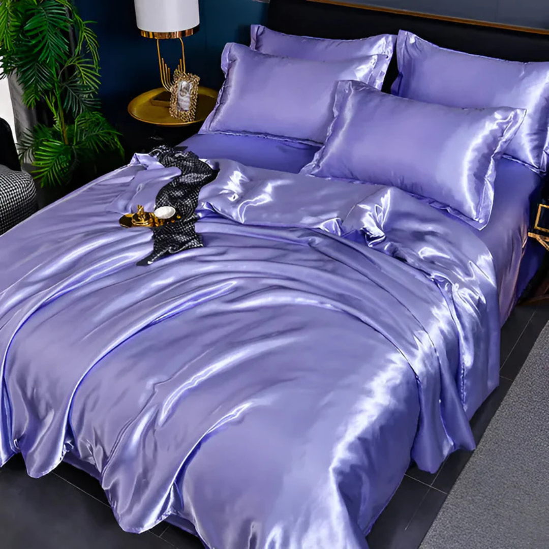 Silk Duvet Cover Breathable Luxury For Ultra Soft Comfort Lila NALANI