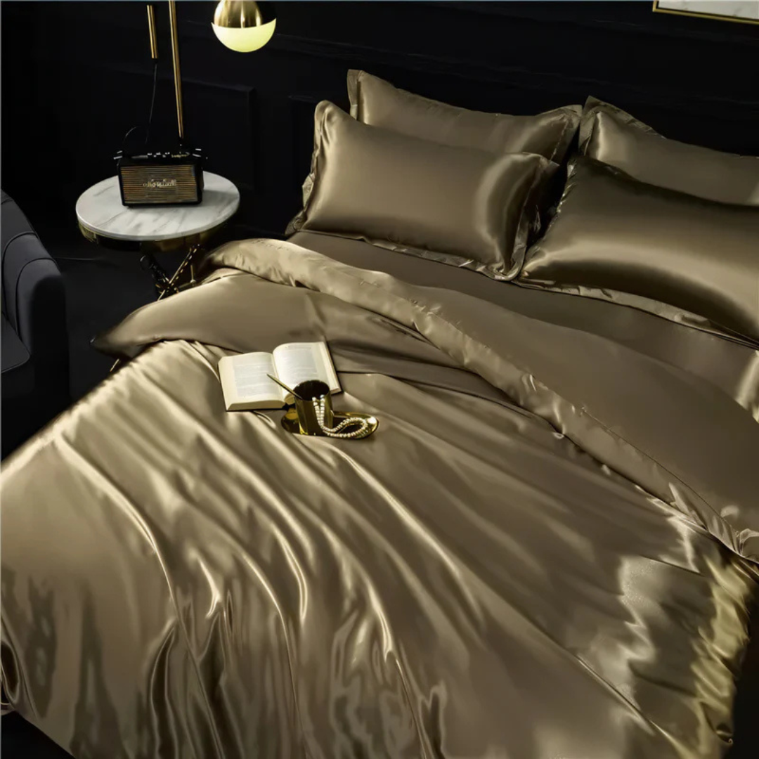 Silk Duvet Cover Breathable Luxury For Ultra Soft Comfort Olive Green NALANI