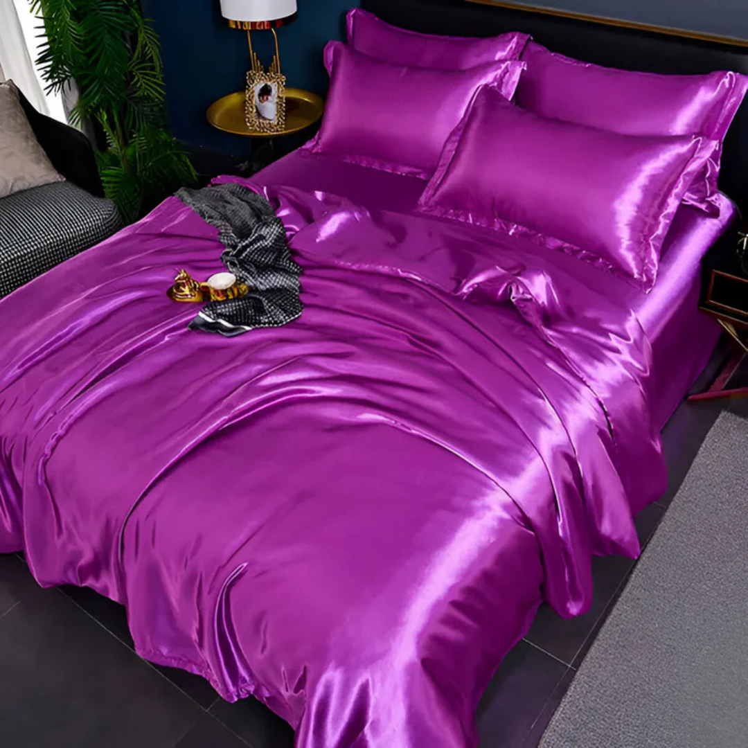 Silk Duvet Cover Breathable Luxury For Ultra Soft Comfort Purple NALANI