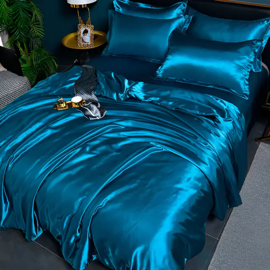 Silk Duvet Cover Breathable Luxury For Ultra Soft Comfort Sky Blue NALANI