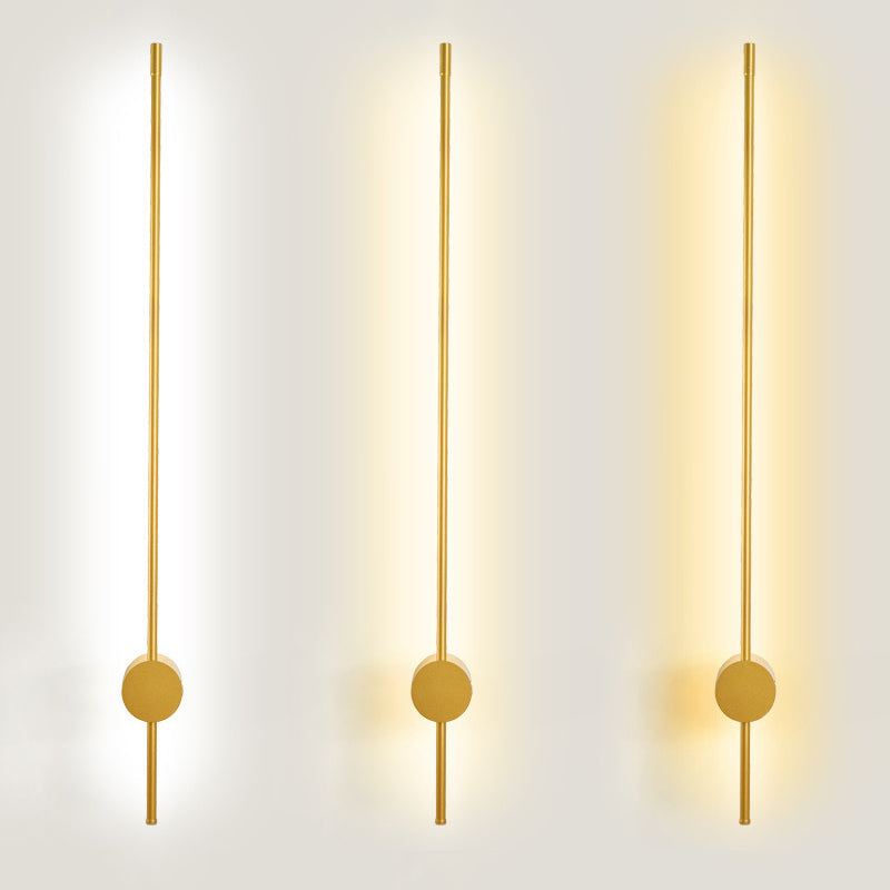 Slim Tube LED Wall Sconce Modern Metal Living Room Light Gold NALANI