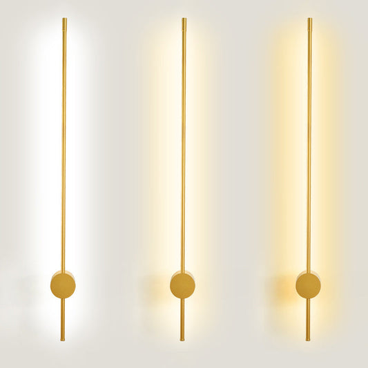 Slim Tube LED Wall Sconce Modern Metal Living Room Light Gold NALANI