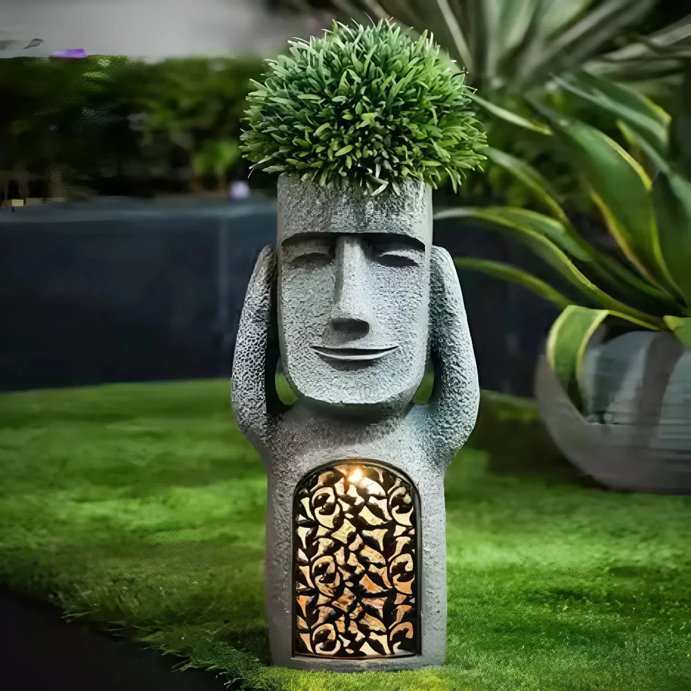 Solar LED Face Planter For Outdoor Garden Illumination No Listen NALANI