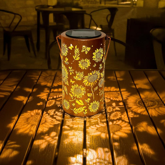 Solar Pattern Lantern for Outdoor and Indoor Decor Sun Flower NaLani