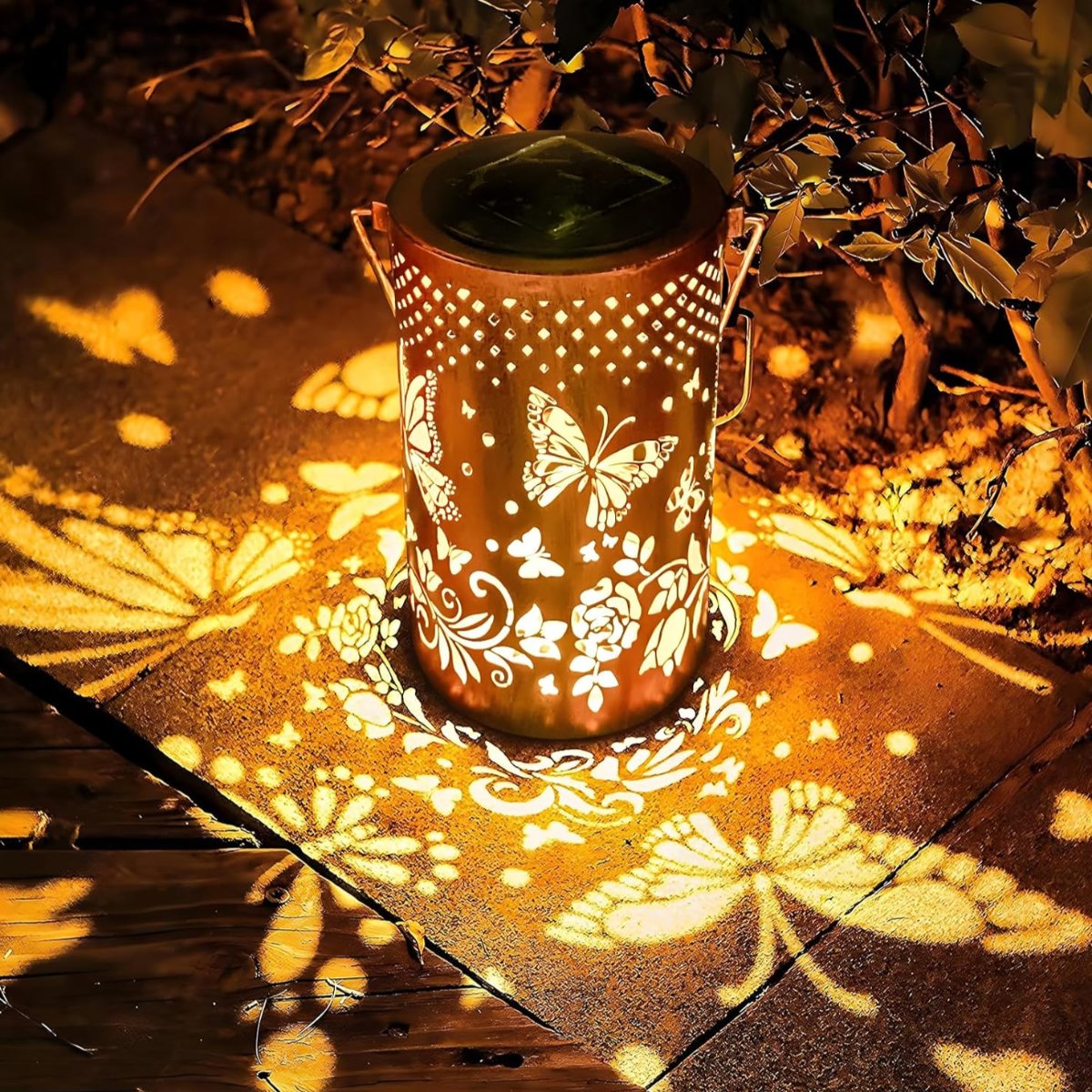 Solar Pattern Lantern for Outdoor and Indoor Decor Butterfly NaLani