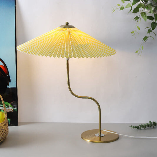 Solveta - Retro Pleated shade table lamp Yellow checked NALANI