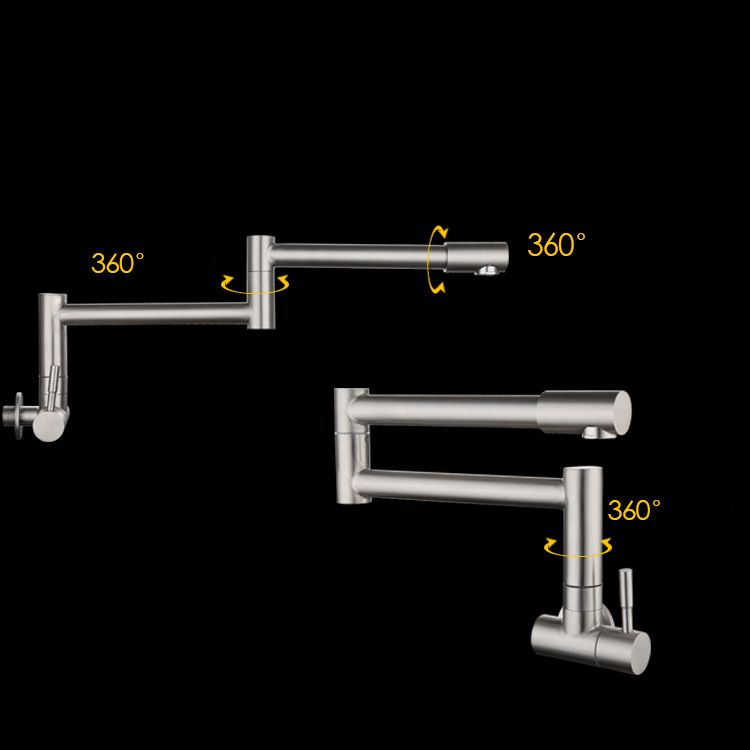Stainless Steel Pot Filler Faucet Single Handle Wall Mount NALANI