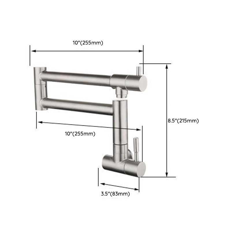 Stainless Steel Pot Filler Faucet Single Handle Wall Mount NALANI