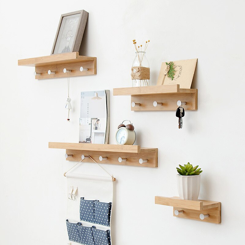 Stylish Wall Shelf With Hooks for Home Entryway Storage NaLani