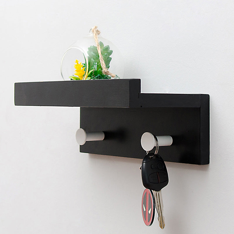 Stylish Wall Shelf With Hooks for Home Entryway Storage NaLani