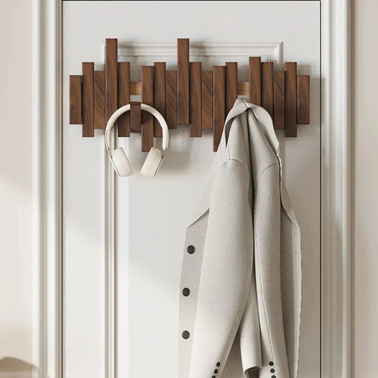 Stylish Wooden Coat Rack in Walnut or Beech for Jackets NALANI