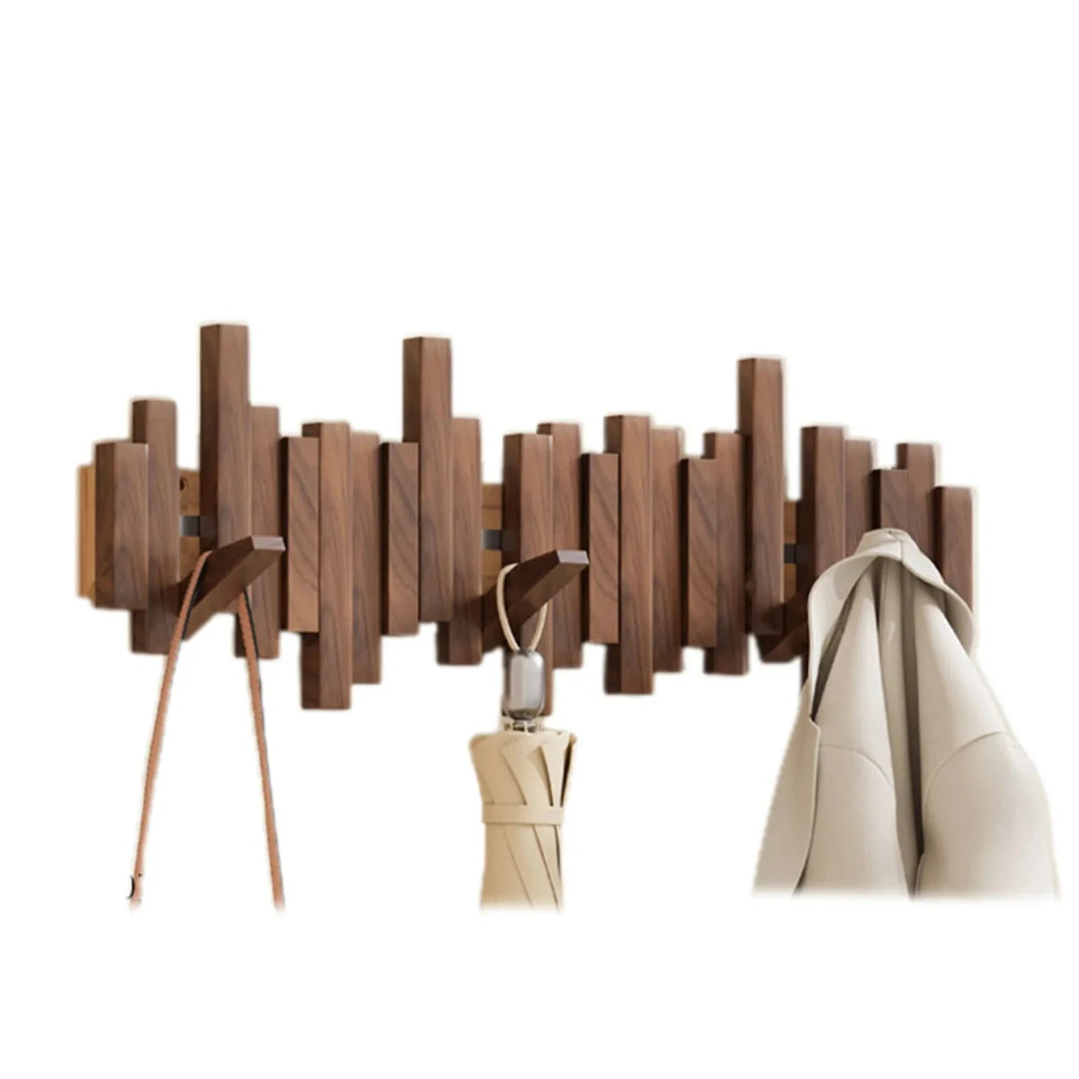 Stylish Wooden Coat Rack in Walnut or Beech for Jackets Walnut Wood NALANI