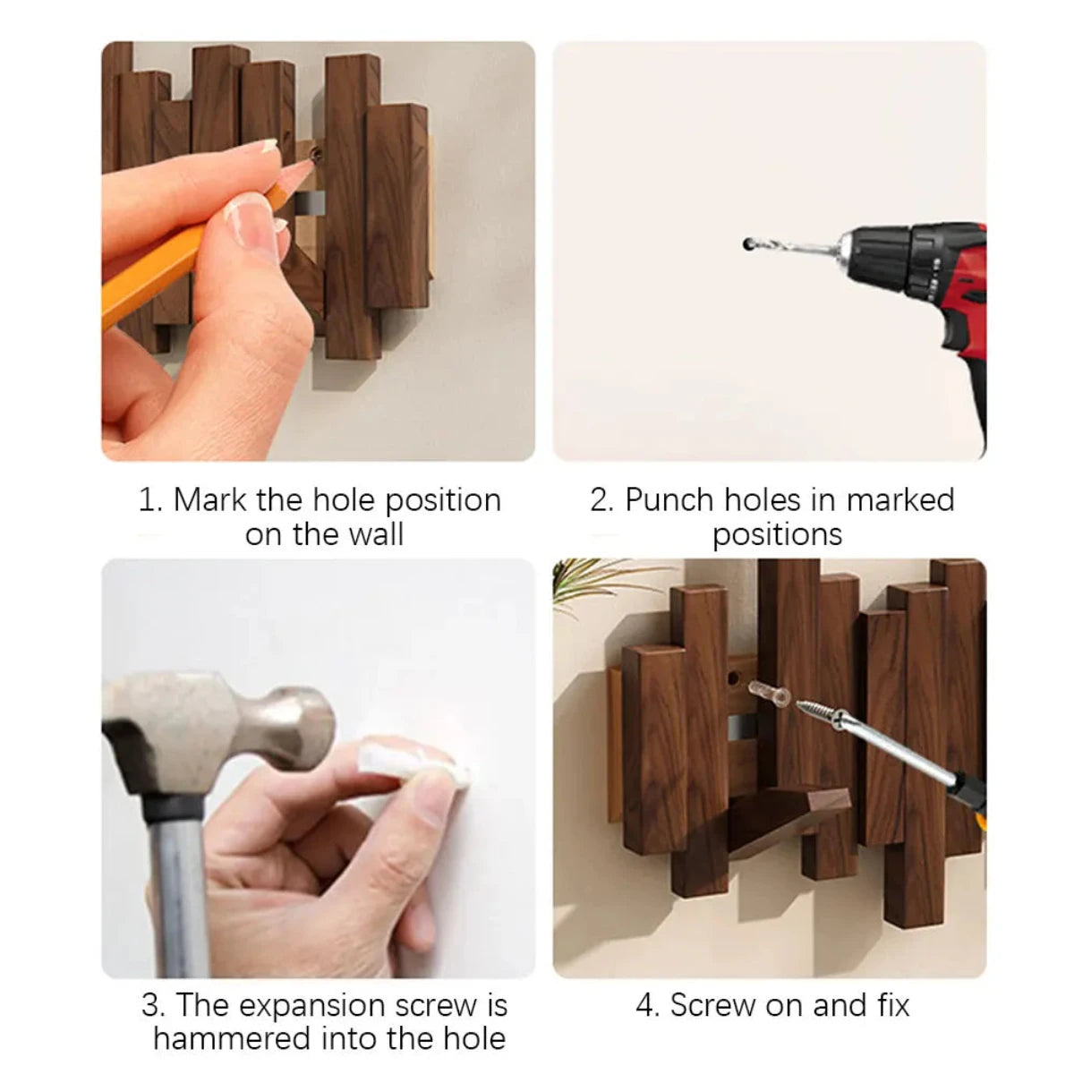 Stylish Wooden Coat Rack in Walnut or Beech for Jackets NALANI