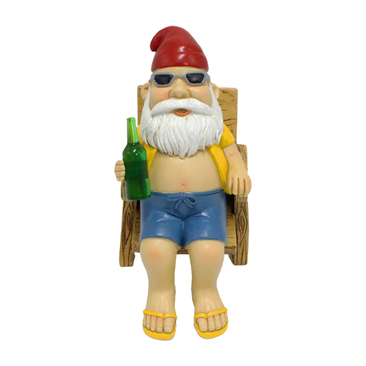 Sunbathing Garden Gnome Statue Resin With Lounge Chair NALANI