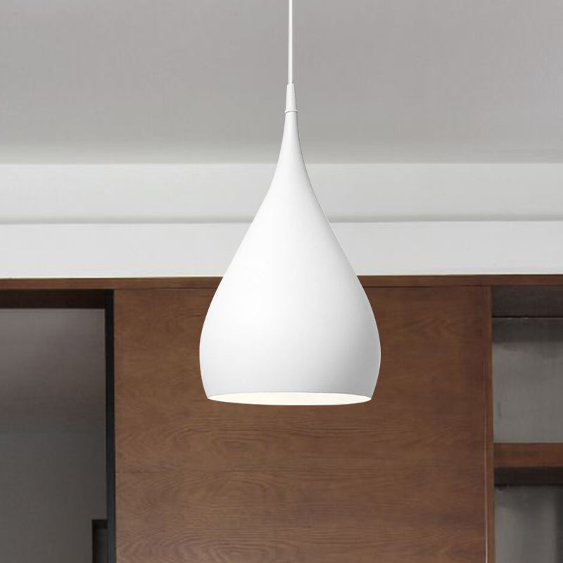 Teardrop Pendant Light Modern Metal 1 Light Fixture White NALANI