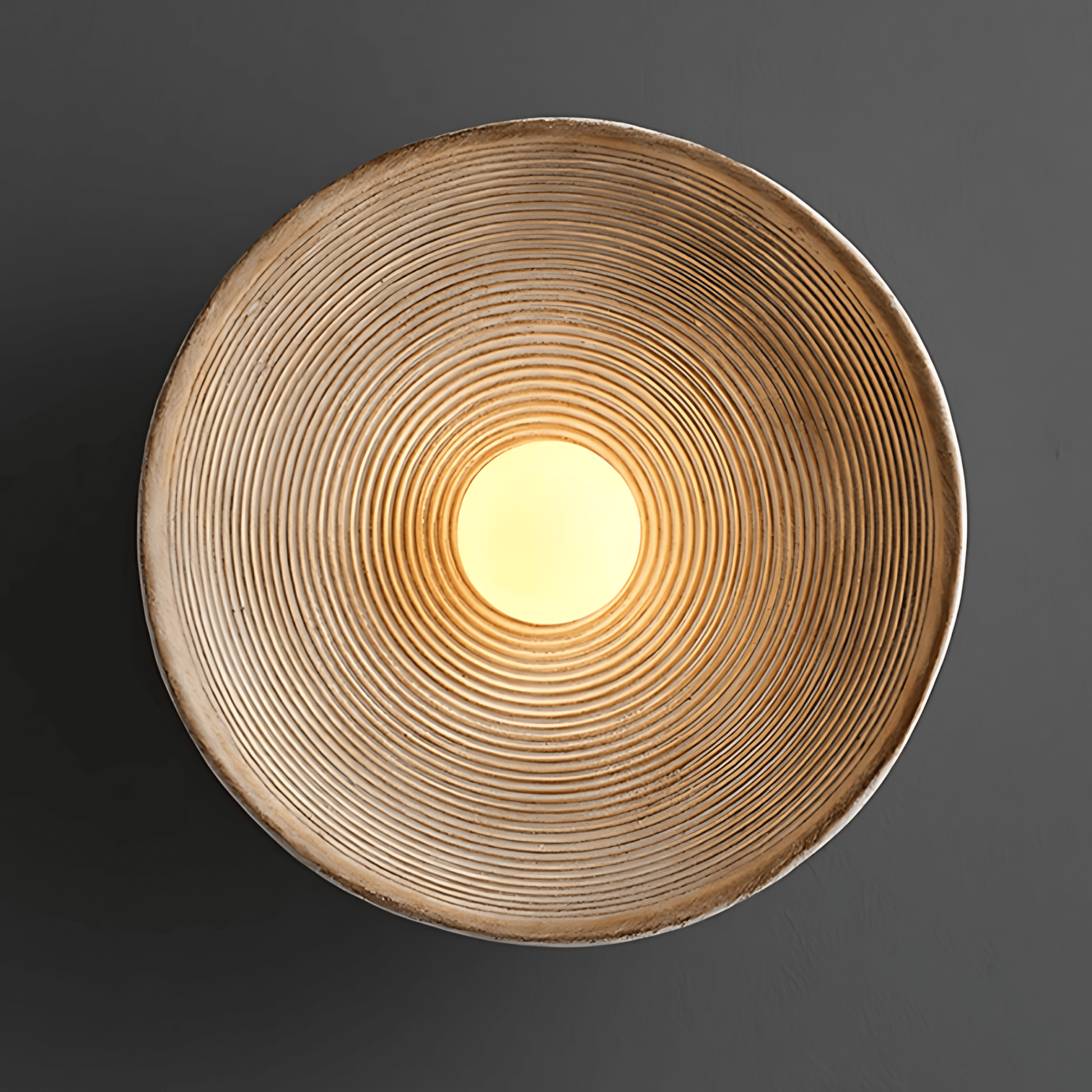 Textured Circular Wall Light With Sculptural Ripple Design NALANI