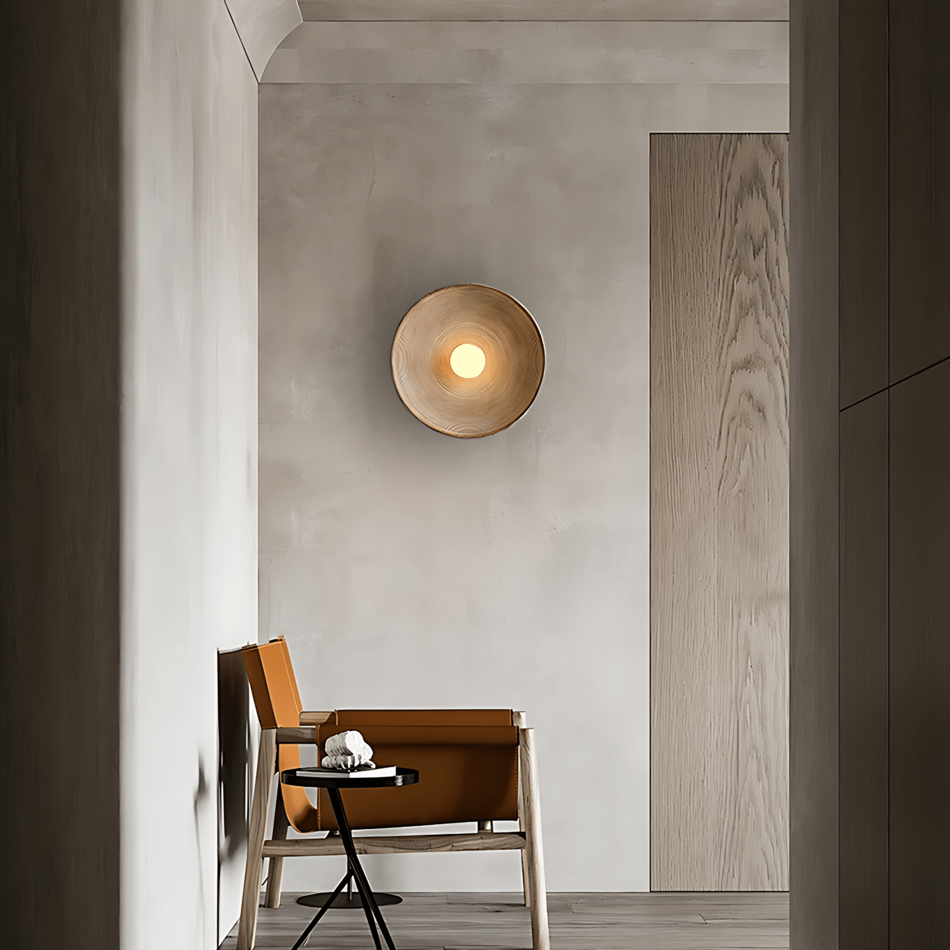 Textured Circular Wall Light With Sculptural Ripple Design NALANI