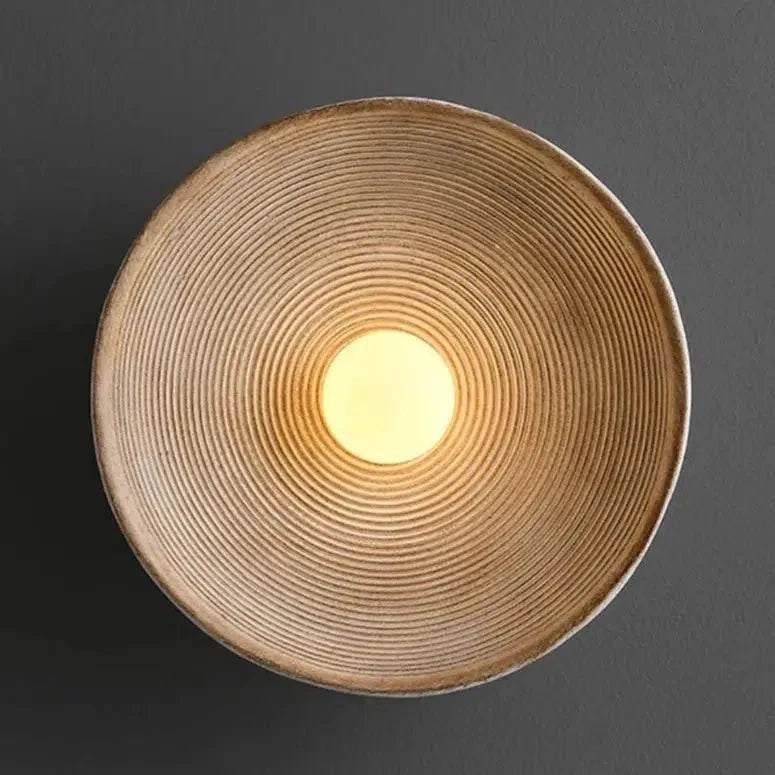 Textured Circular Wall Light With Sculptural Ripple Design NALANI