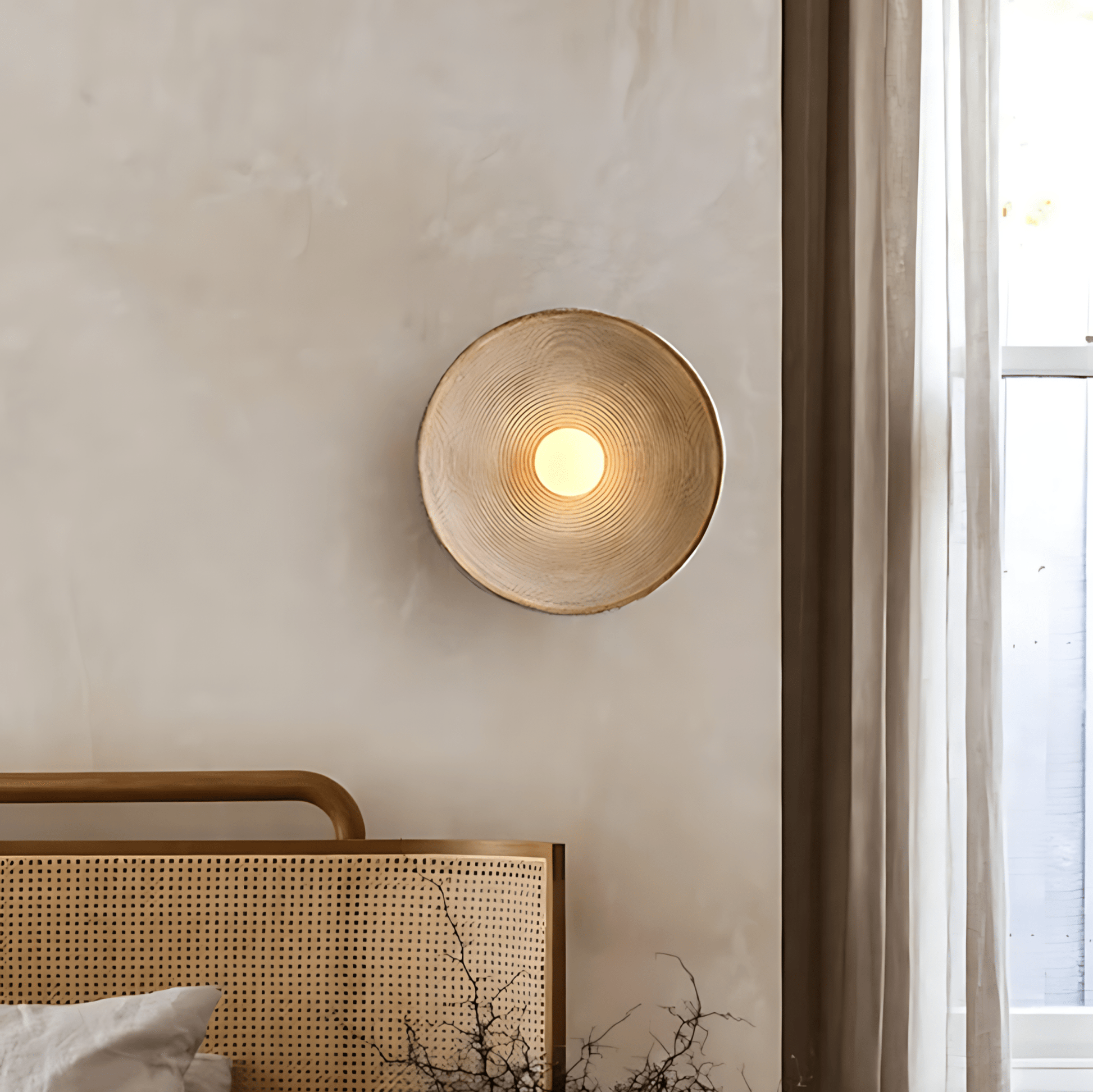 Textured Circular Wall Light With Sculptural Ripple Design NALANI