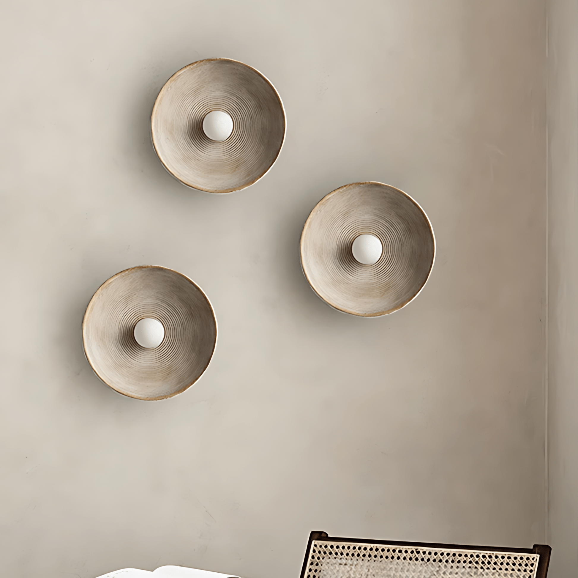 Textured Circular Wall Light With Sculptural Ripple Design NALANI