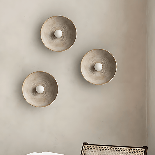 Textured Circular Wall Light With Sculptural Ripple Design NALANI