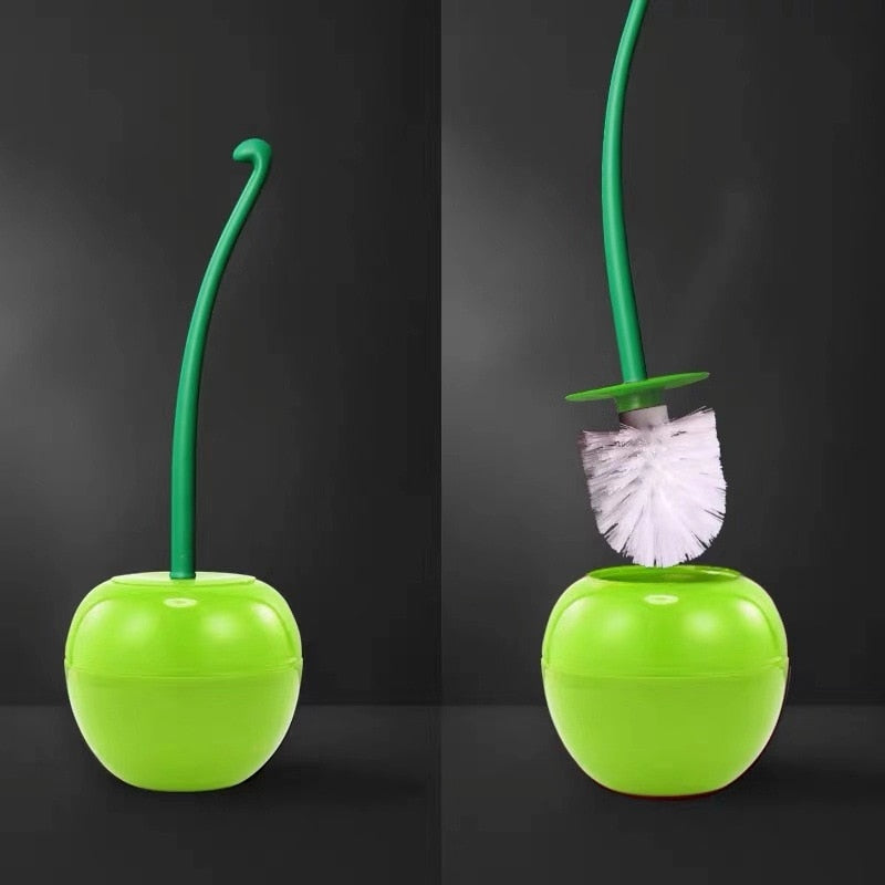 Toilet Brush And Holder Set With Modern Cherry Finish Green NALANI