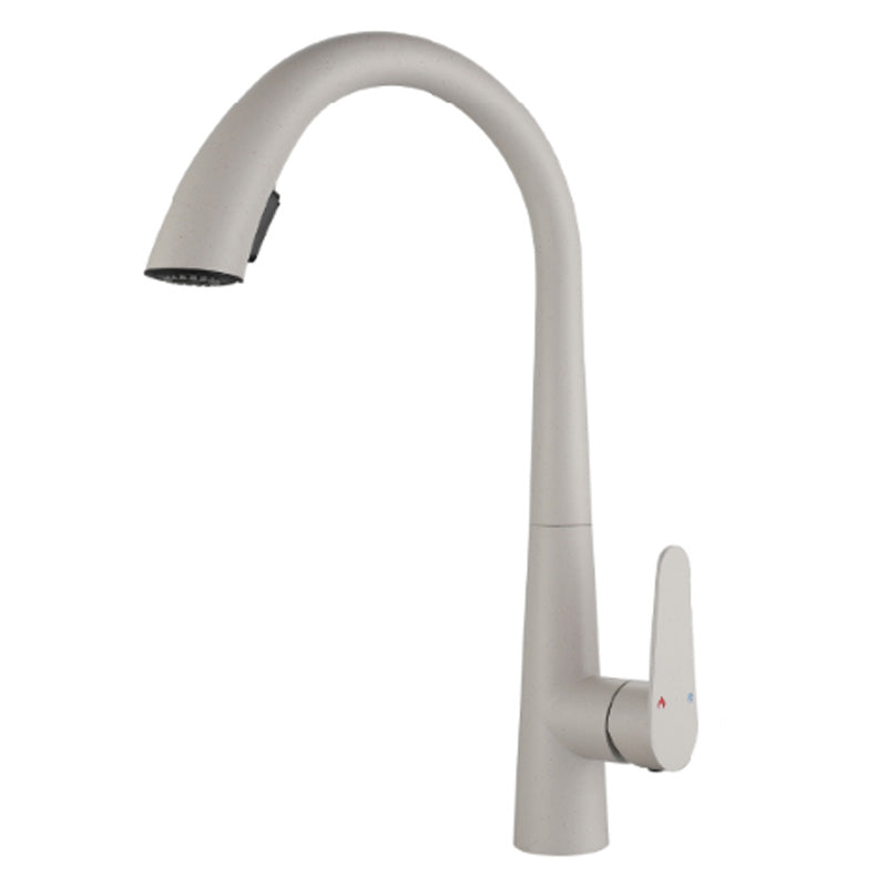 Touchless Gooseneck Kitchen Faucet With Pull Down Sprayer Beige No Sensor NALANI