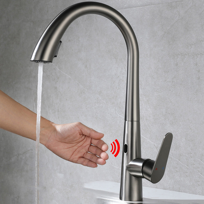 Touchless Gooseneck Kitchen Faucet With Pull Down Sprayer Grey Sensor NALANI