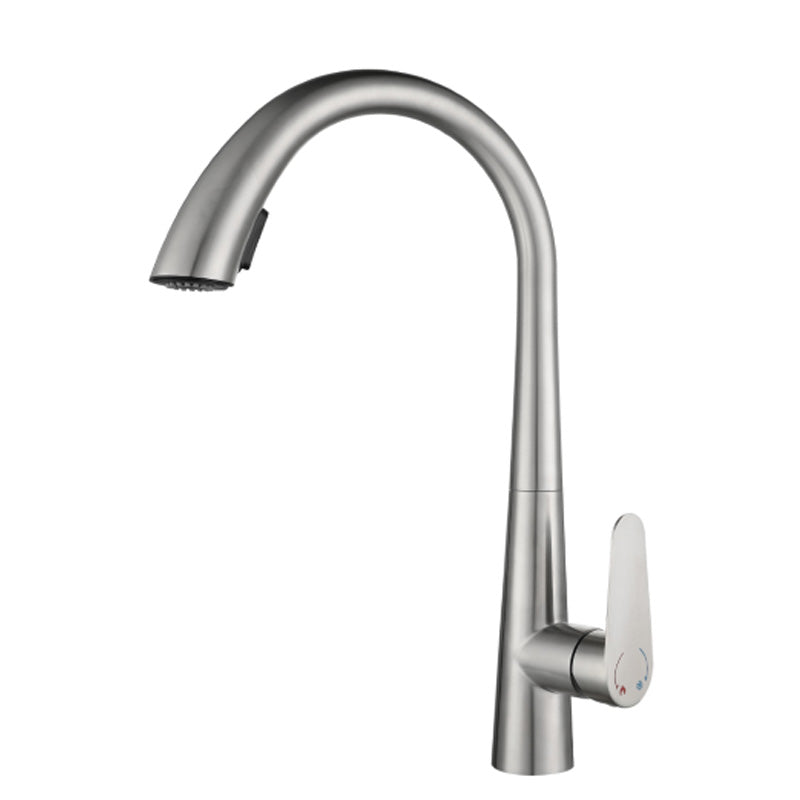 Touchless Gooseneck Kitchen Faucet With Pull Down Sprayer Silver No Sensor NALANI