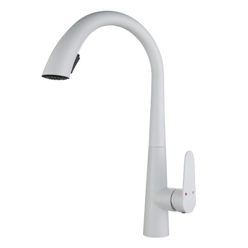 Touchless Gooseneck Kitchen Faucet With Pull Down Sprayer White No Sensor NALANI