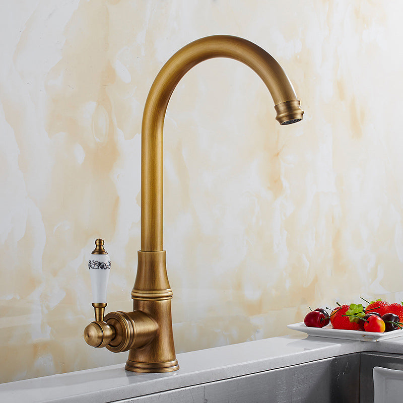 Traditional 1-Hole Gooseneck Kitchen Faucet Spout Swivel NALANI