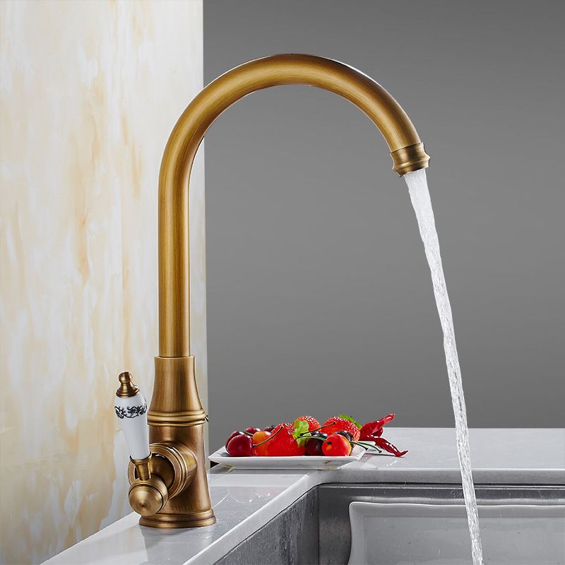 Traditional 1-Hole Gooseneck Kitchen Faucet Spout Swivel NALANI