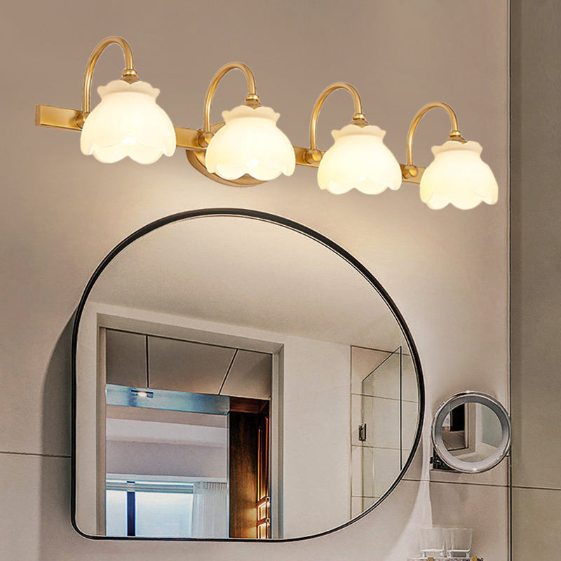 Traditional Brass LED Vanity Light 2 3 4 Heads Wall Mount 4.0 Brass NALANI